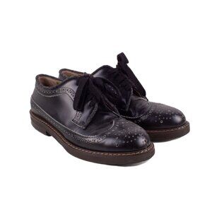 MARNI black leather brogue wingtip oxford shoes